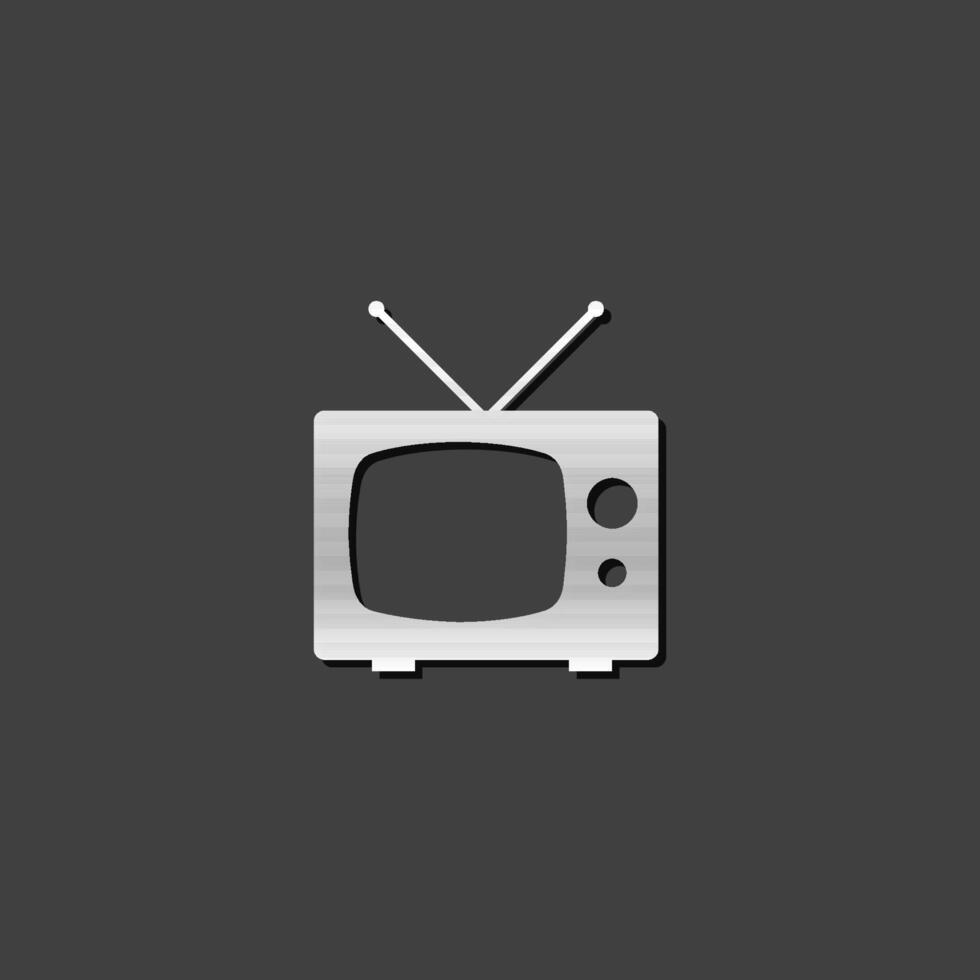 Television icon in metallic grey color style.Electronic communication news update vector