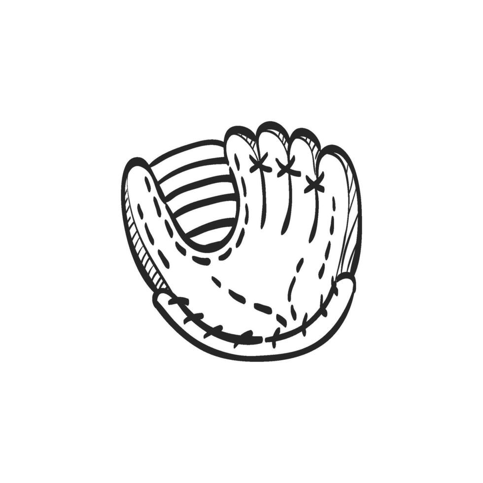 mano dibujado bosquejo icono béisbol guante vector