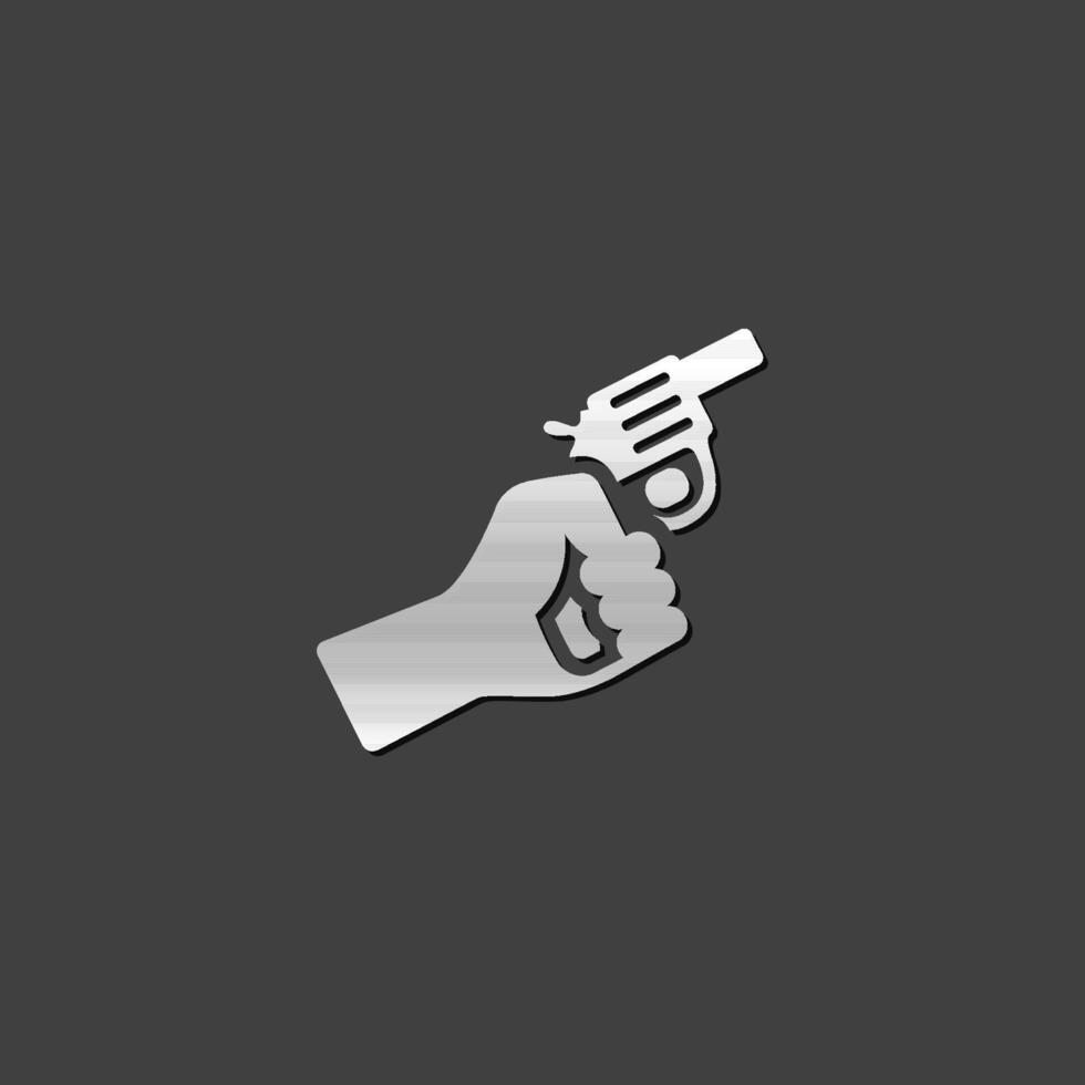 Starting gun icon in metallic grey color style. Sport sign start athletic vector