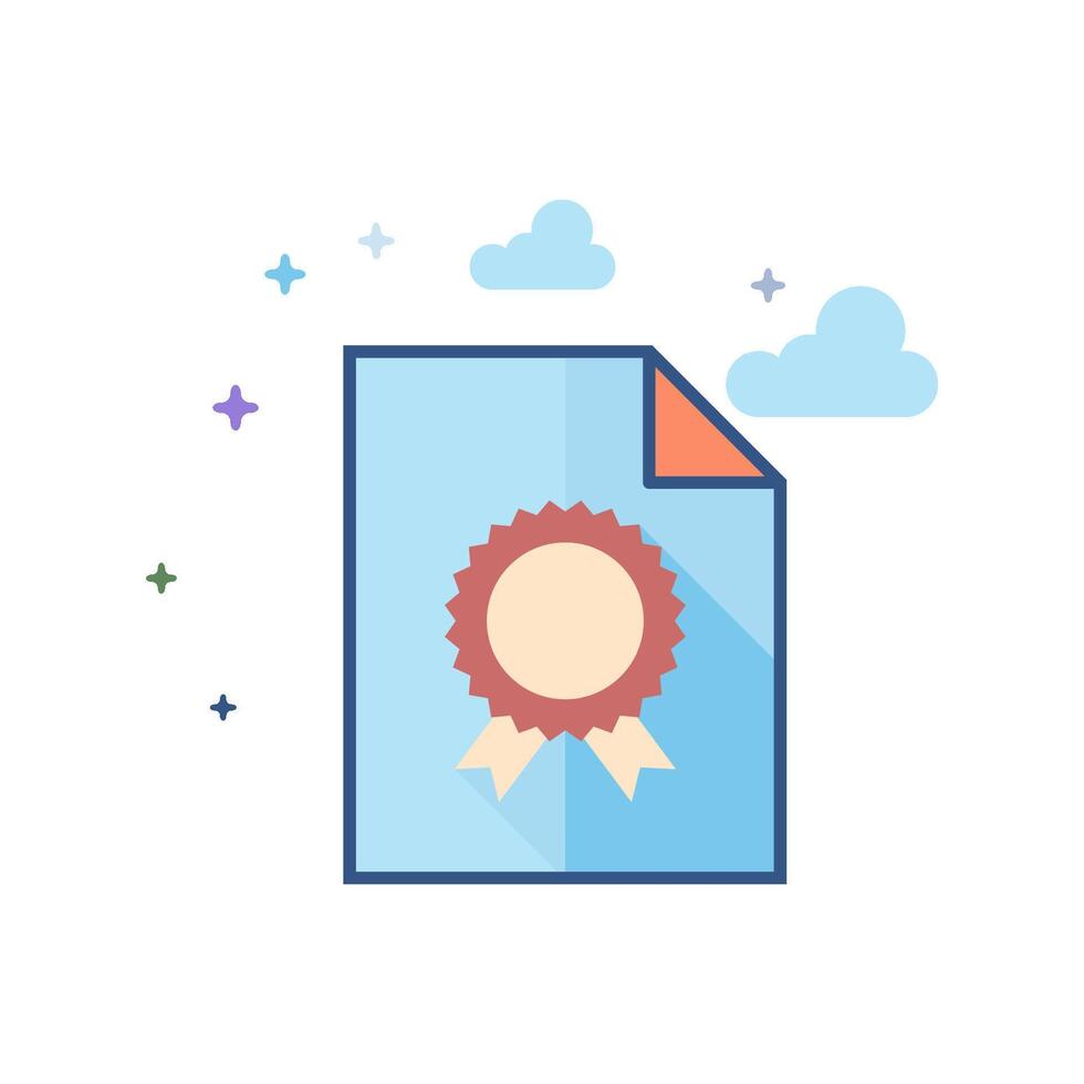 Contract document icon flat color style vector illustration
