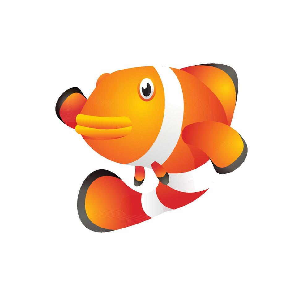 payaso pescado icono en color. animal adorable coral arrecife vector