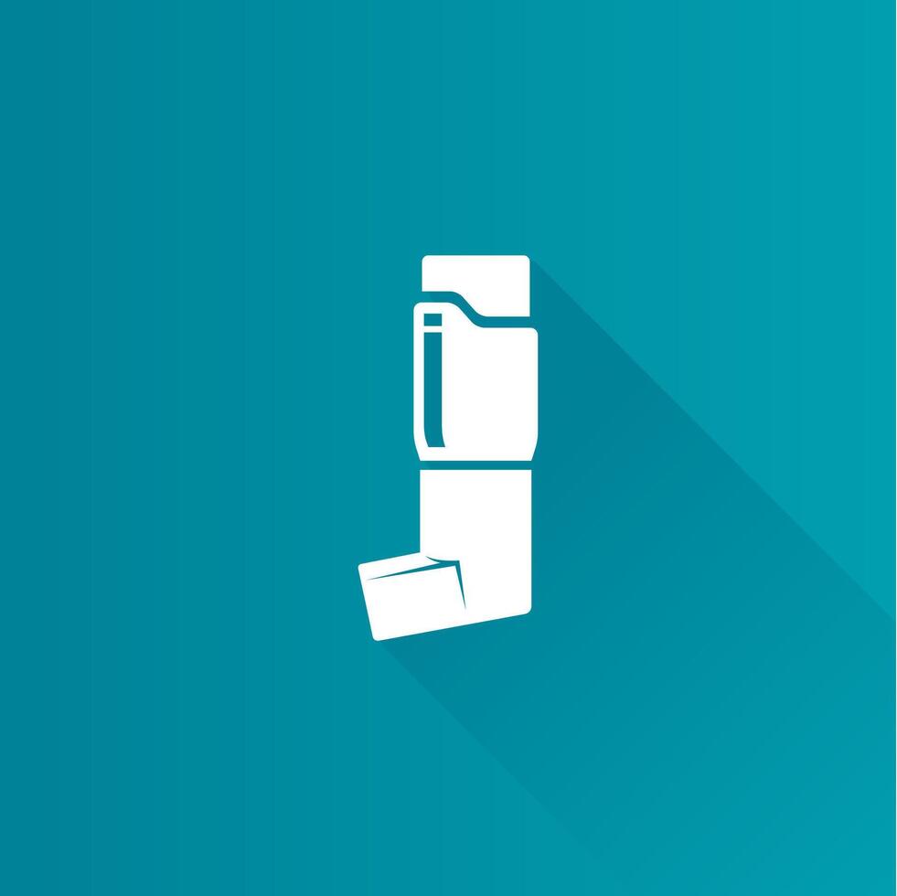 Asthma inhaler flat color icon long shadow vector illustration