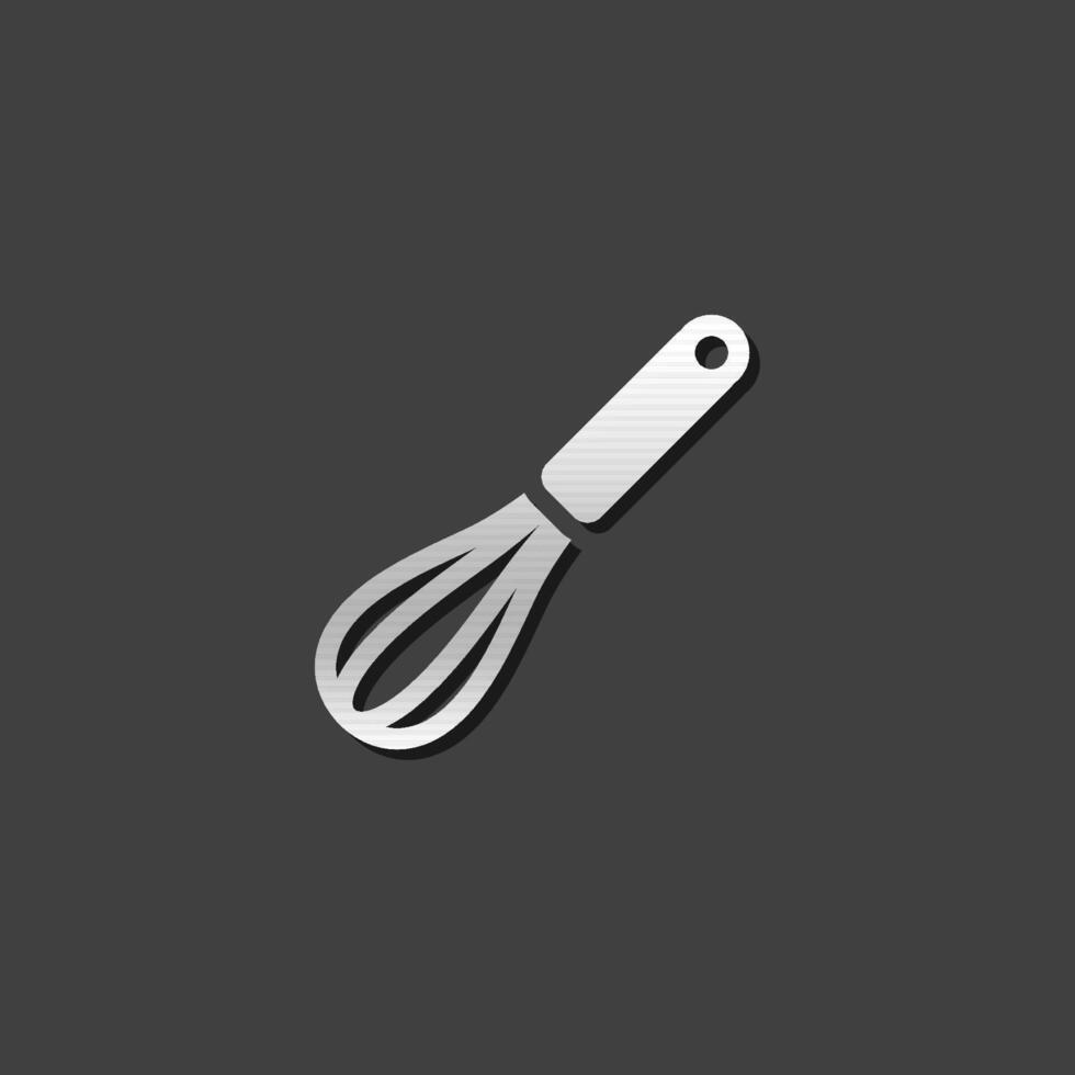 Eggbeater icon in metallic grey color style. Cooking kitchenware utensil vector