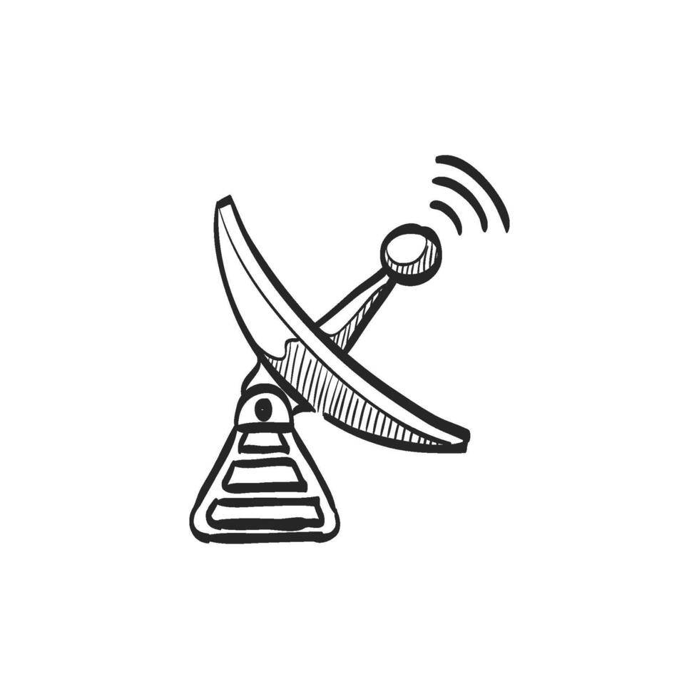 Hand drawn sketch icon satellite receiver vector