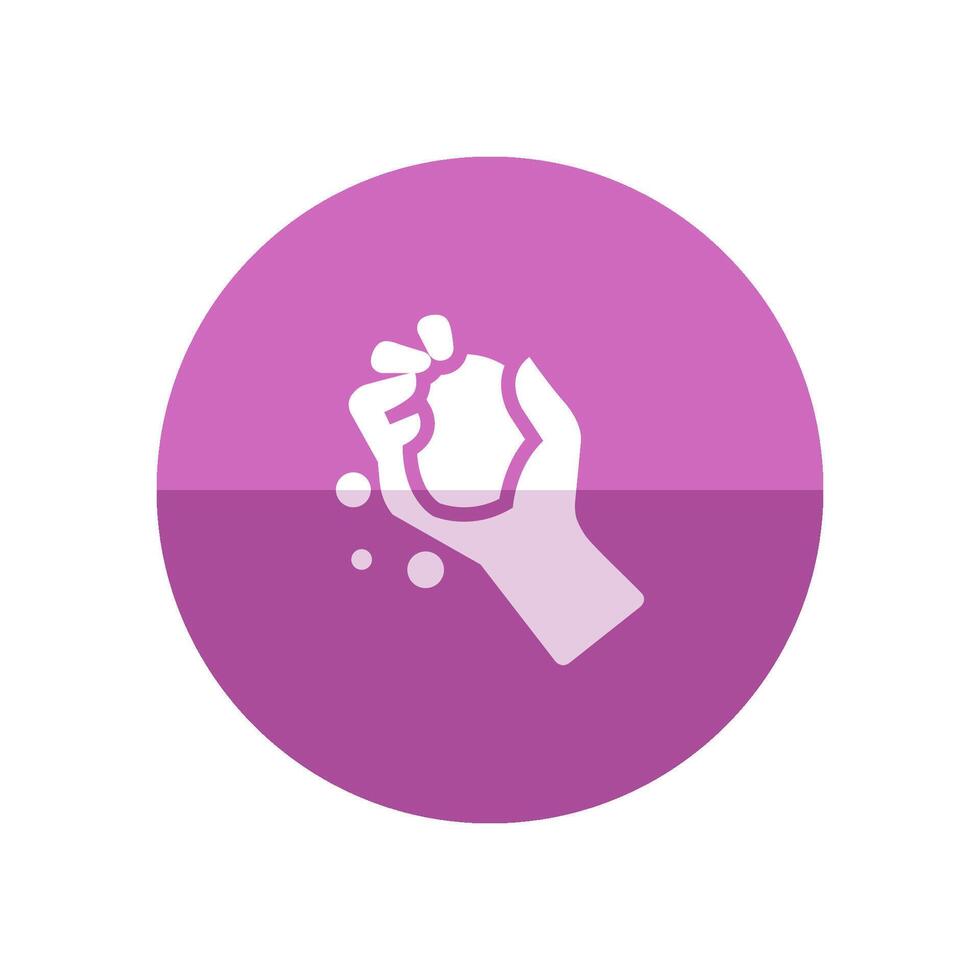 Hand holding snow icon in flat color circle style. vector