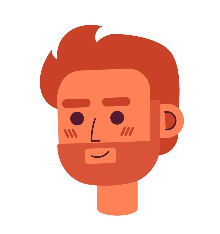 confidente barbado hombre sonriente 2d vector avatar ilustración. europeo orgulloso chico barba dibujos animados personaje cara retrato. positivo estado animico plano color usuario perfil imagen aislado en blanco antecedentes