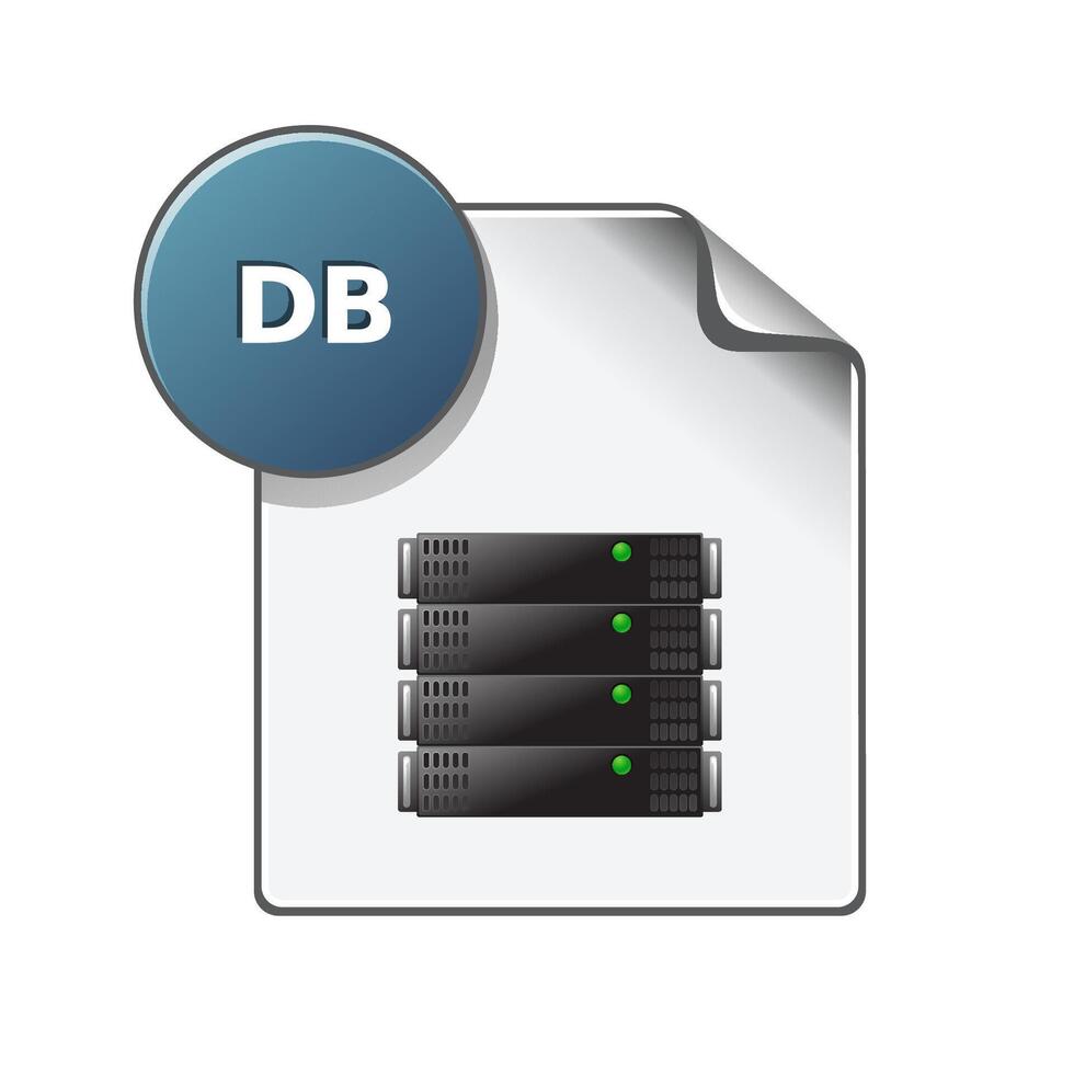 db archivo formato icono en color. extensión base de datos consultas vector