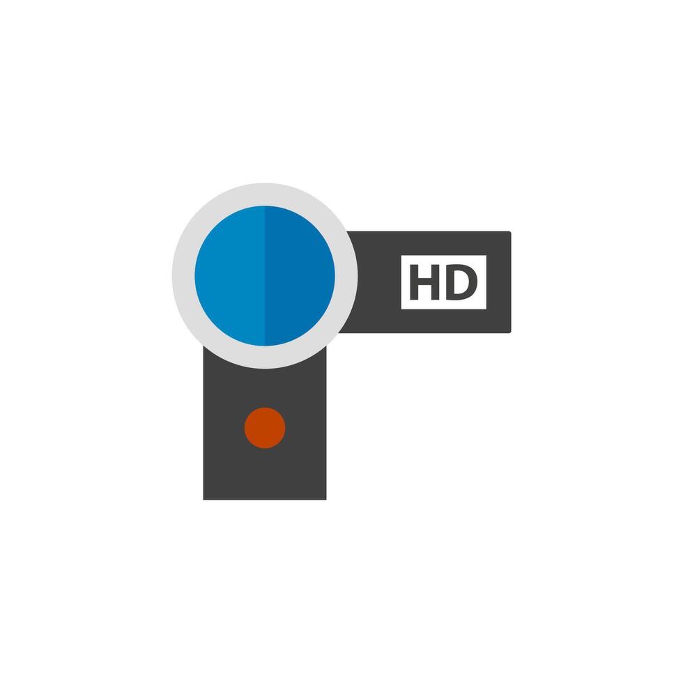 Camcorder icon in flat color style. Videography movie memory picture electronic imaging vector