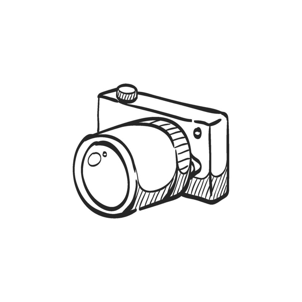 Hand drawn sketch icon camera vector