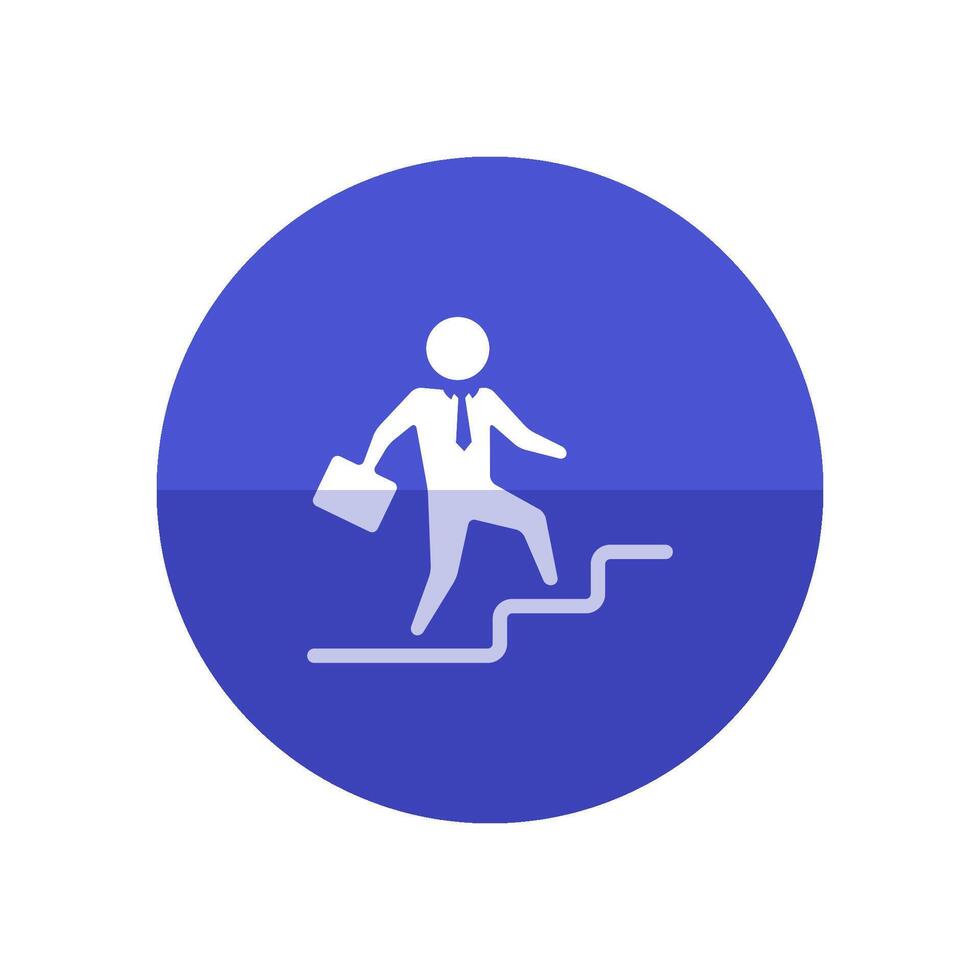 Businessman stairway icon in flat color circle style. Business office future ambition challenge vector