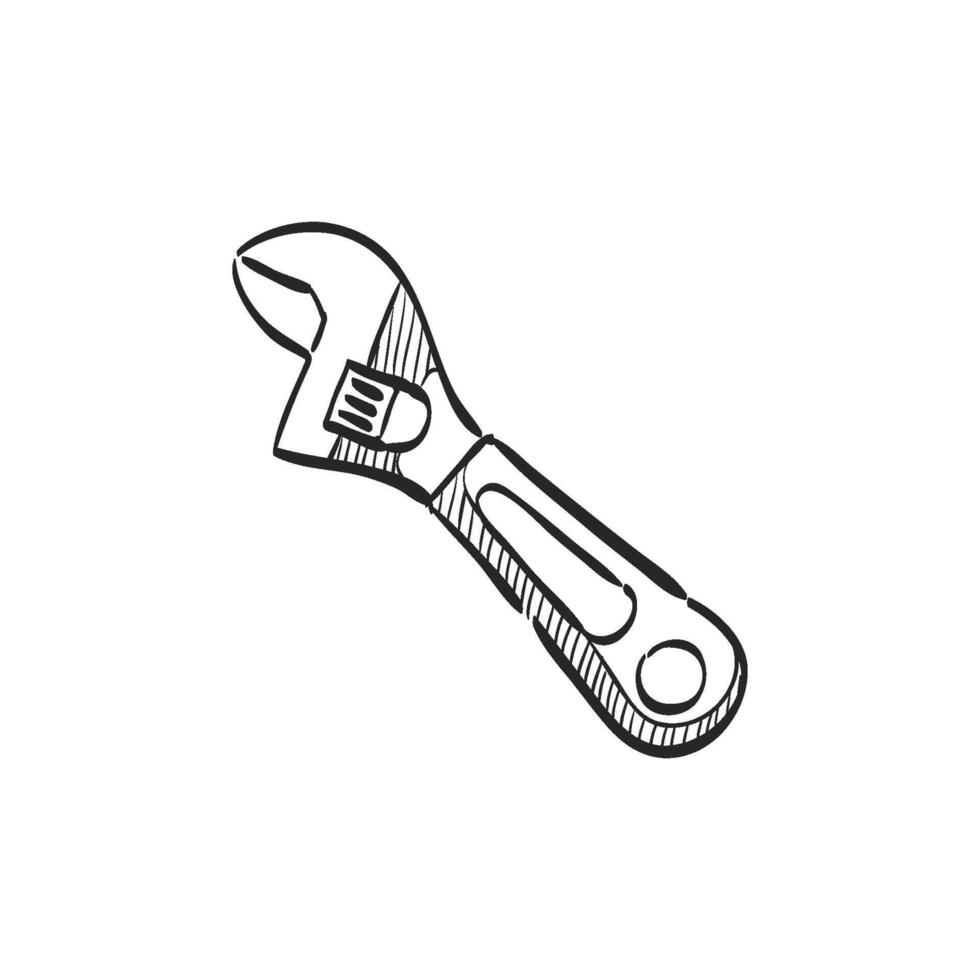 Hand drawn sketch icon adjustable wrench vector