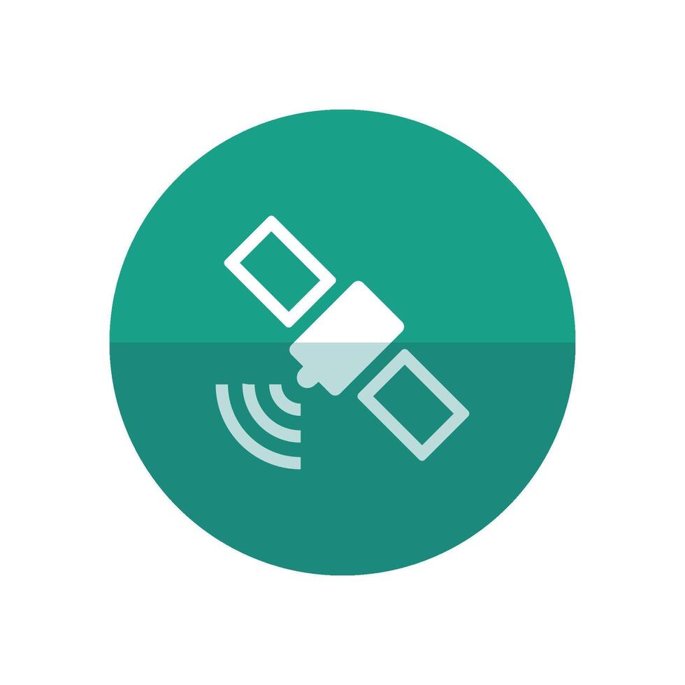 Satellite receiver icon in flat color circle style. Data information technology space science vector