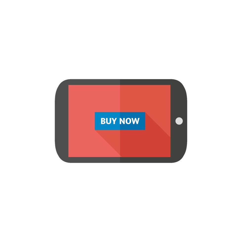 tableta icono en plano color estilo. comprar ahora compras en línea tienda comercio electrónico rebaja vector