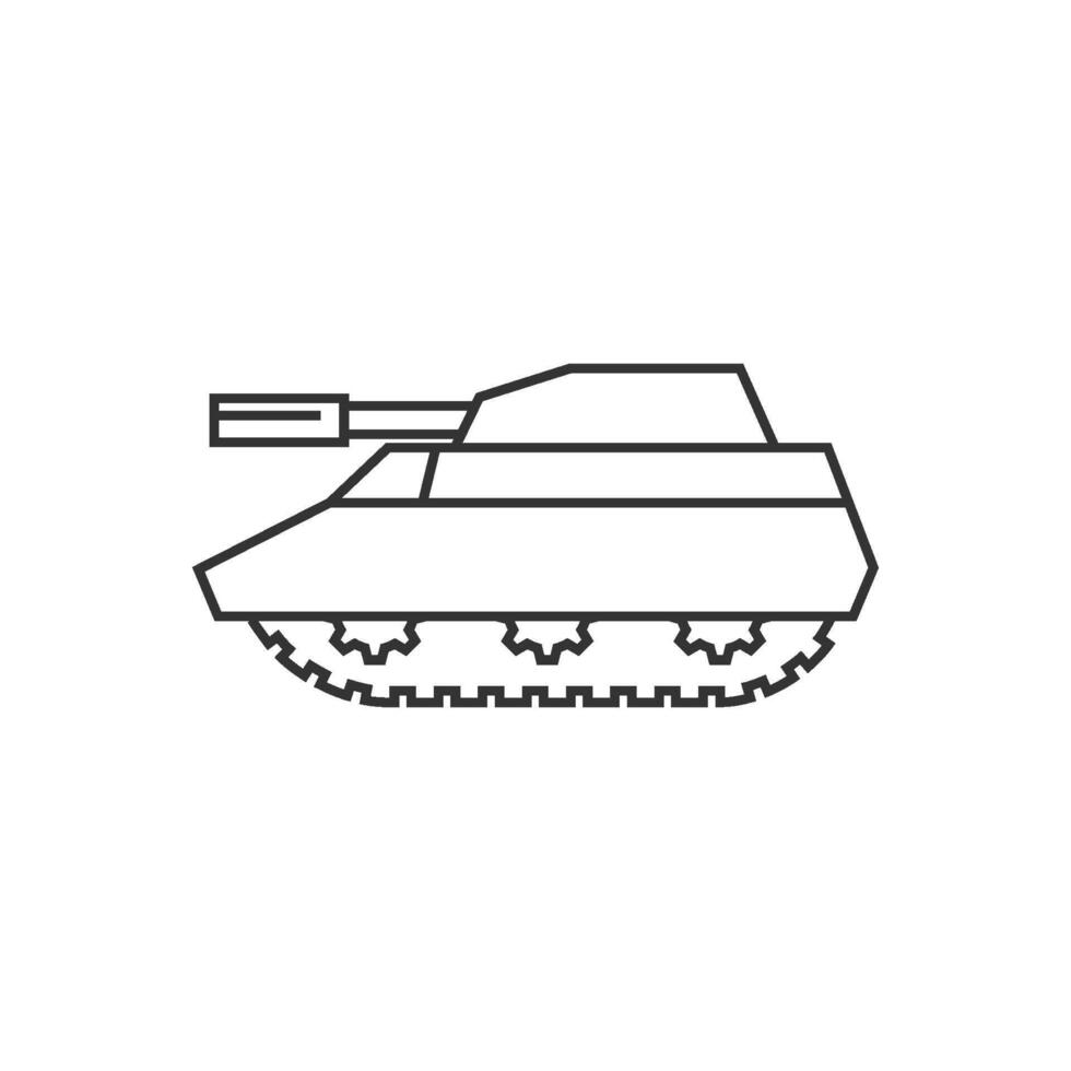 tanque icono en Delgado contorno estilo vector