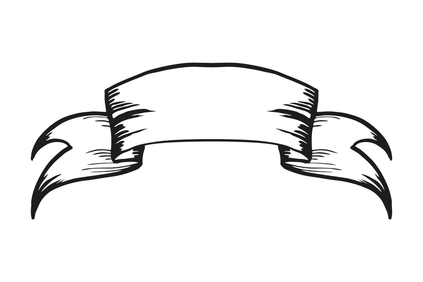 vector ilustración de Clásico antiguo bandera cinta para texto, mano dibujado bosquejo para fiesta y celebracion decoración, negro y blanco ilustración aislado en blanco antecedentes