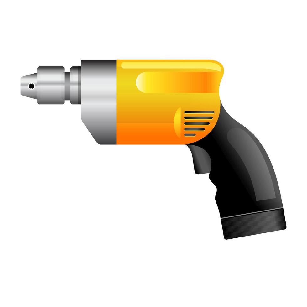 Electric drill icon in color. Machine tool wood working vector