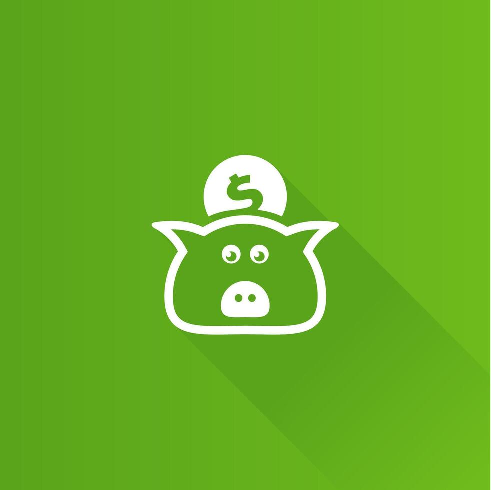 Coin piggy bank flat color icon long shadow vector illustration