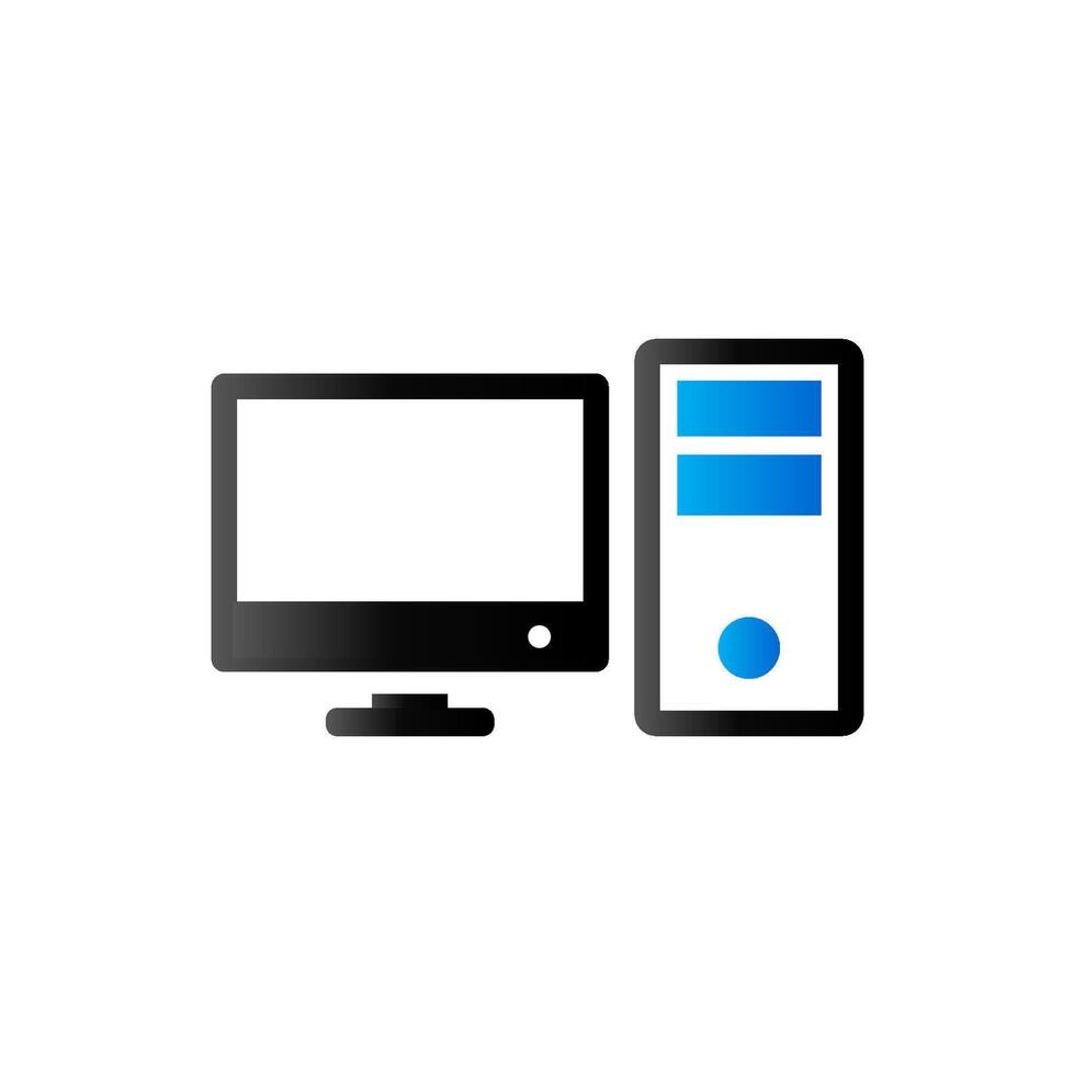 Desktop computer icon in duo tone color. Electronic office monitor vector