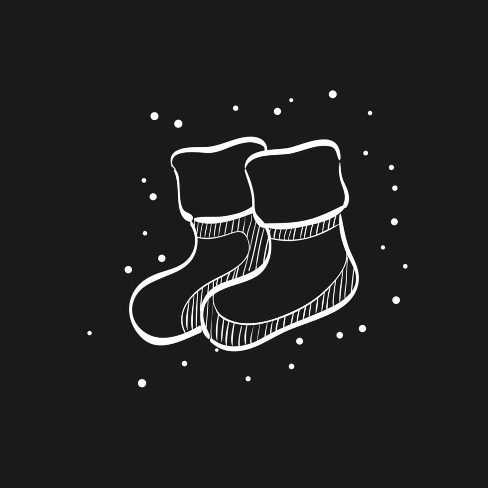 Winter sock icon in doodle sketch lines. vector