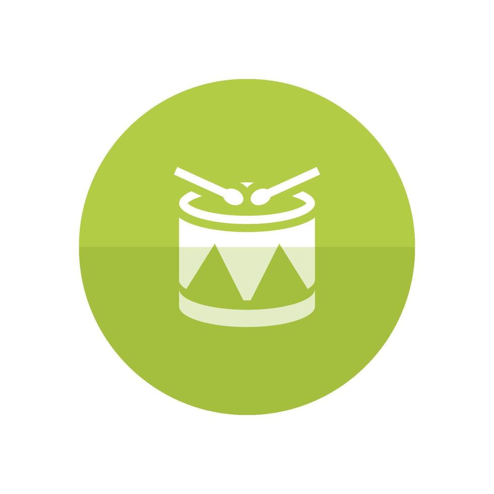 Drum icon in flat color circle style. Music percussion Christmas decoration celebration vector