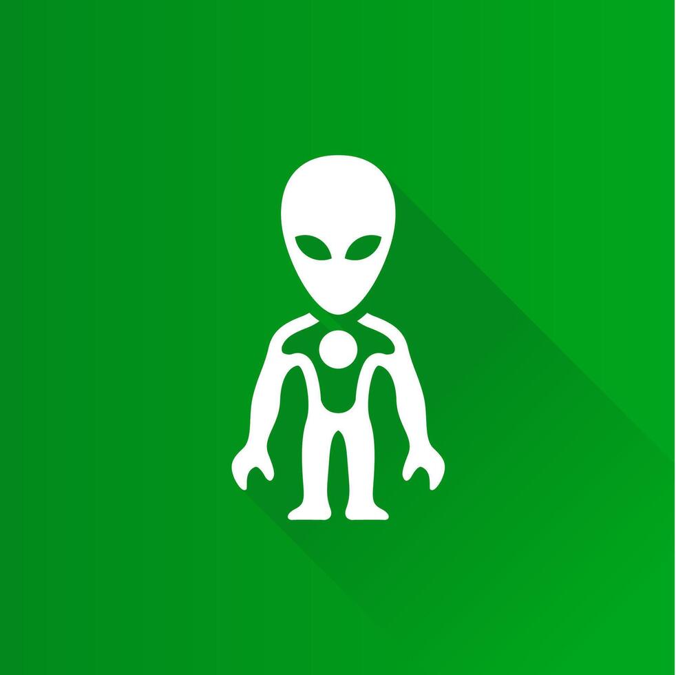 Alien flat color icon long shadow vector illustration