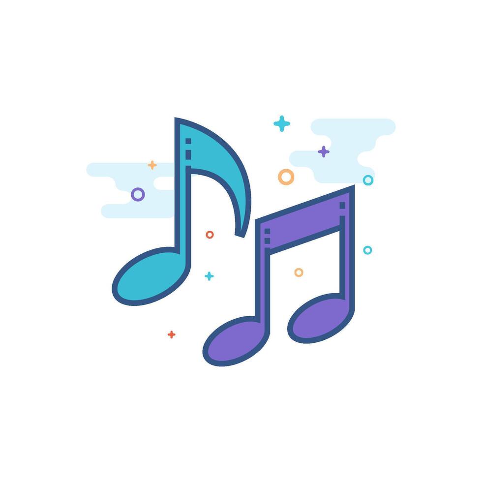 Music notes icon flat color style vector illustration