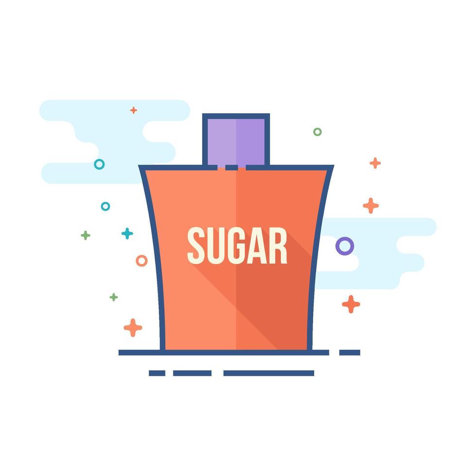 Sugar packaging icon with cross sign flat color style vector illustration