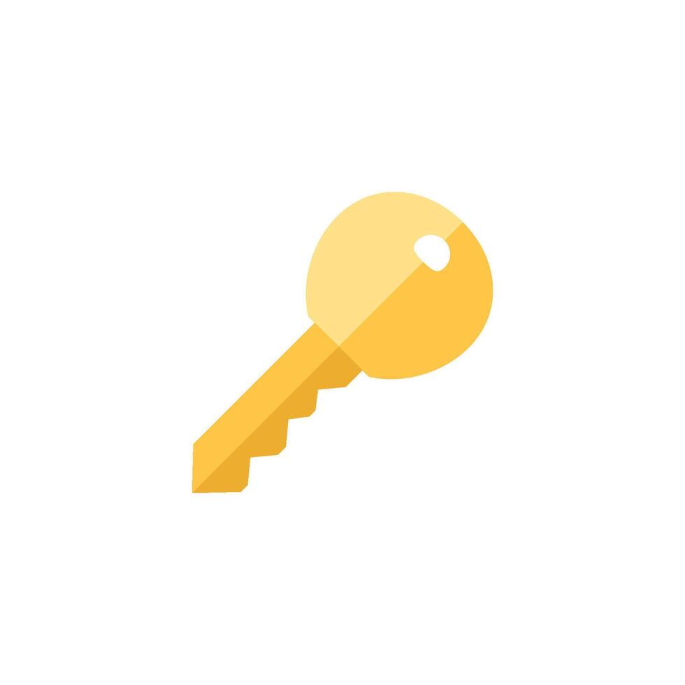 Key icon in flat color style. Safety protection house home property gold yellow vector