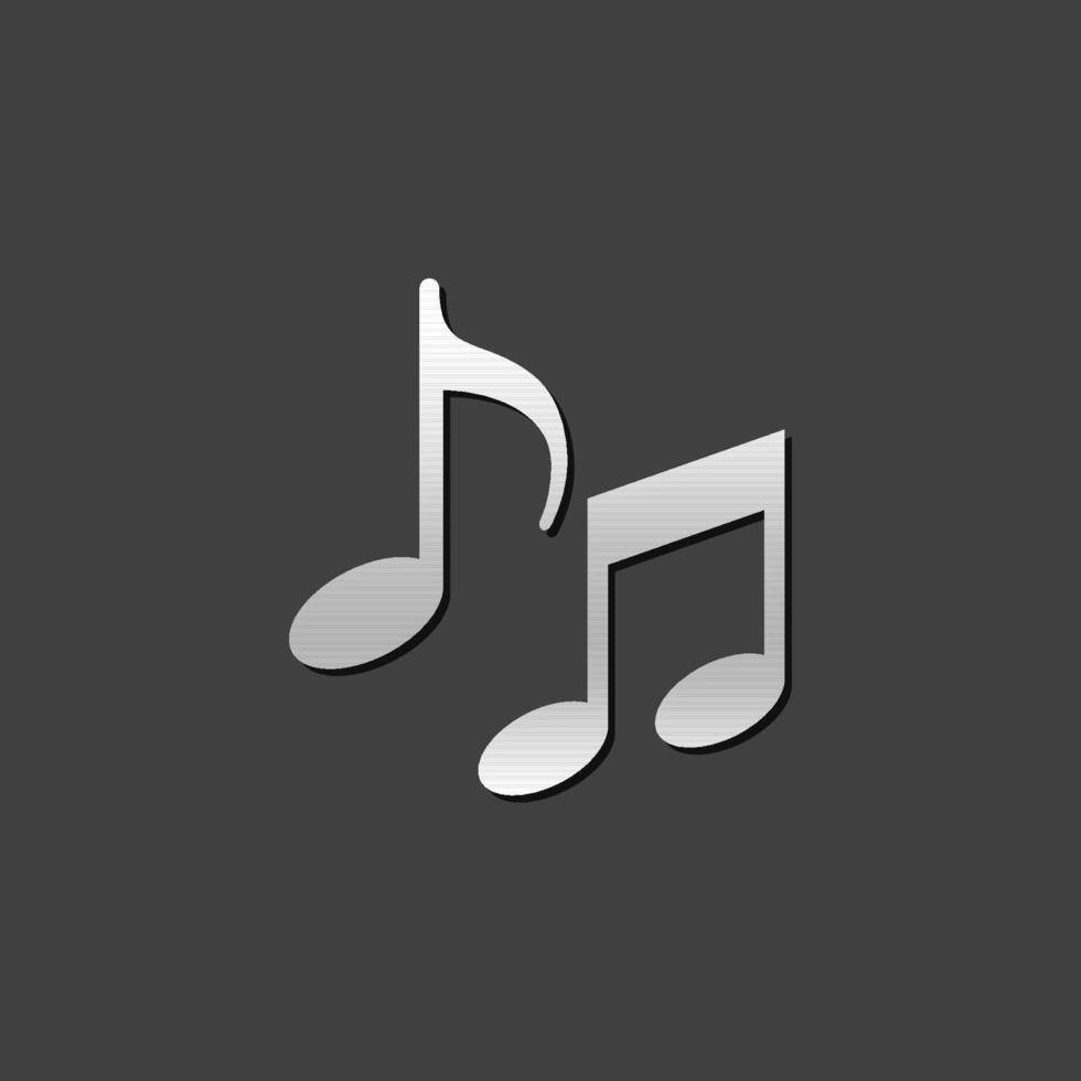 Music notes icon in metallic grey color style. Musical crotchets quaver vector