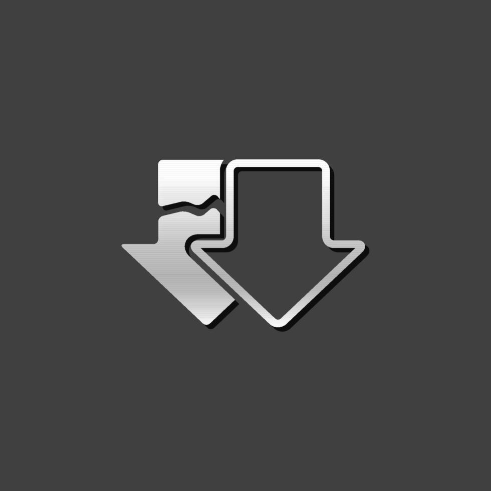 Download arrow icon in metallic grey color style. Broken resume retrieve vector