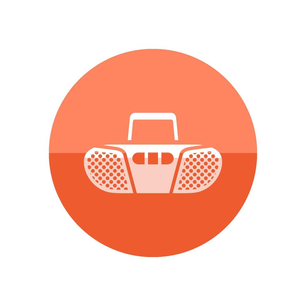 Cassette player icon in flat color circle style. Music dance party audio stereo mini compo vector