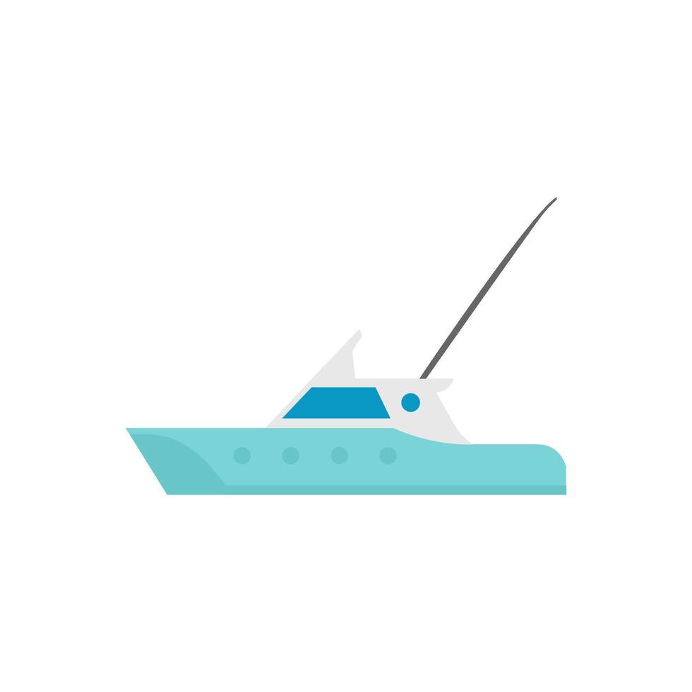 Fishing boat icon in flat color style. Sport water sea lake river attracts recreation ship transportation transport vector