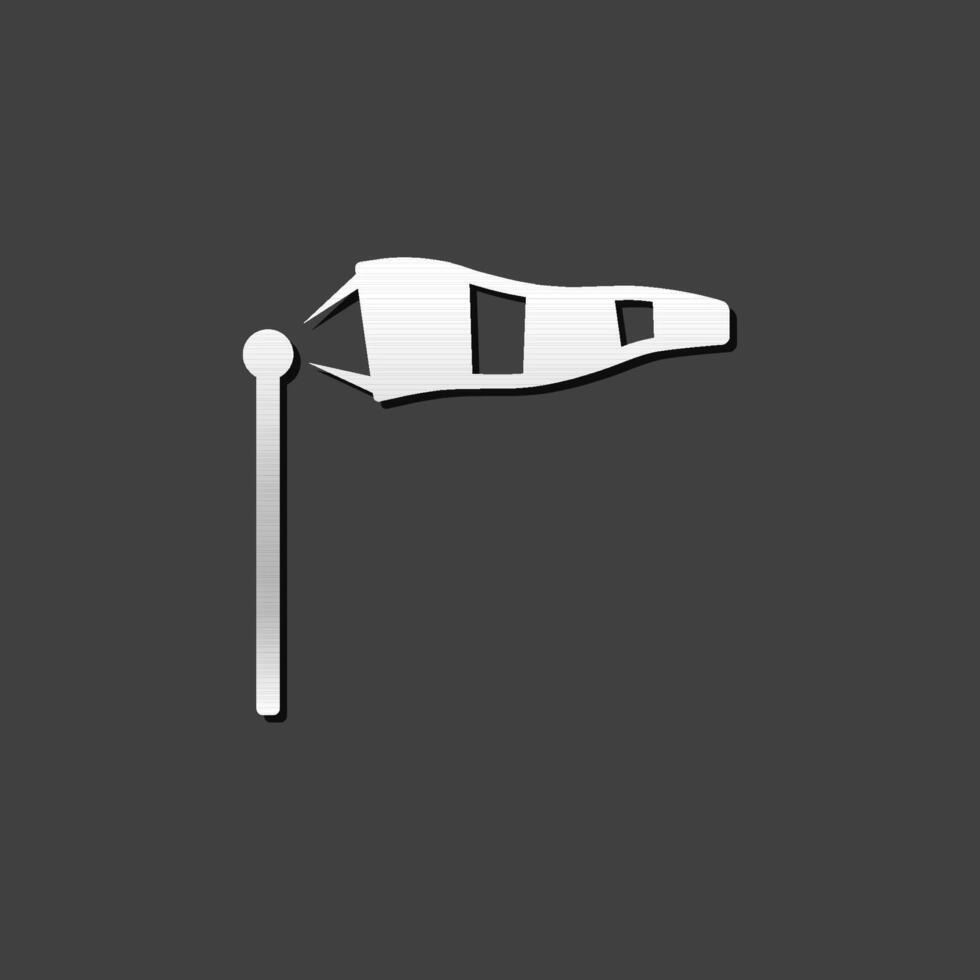 Windsock icon in metallic grey color style.Air wind direction vector