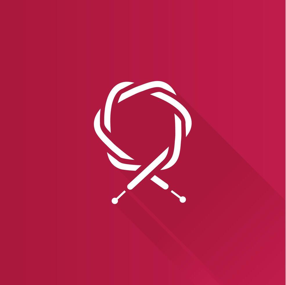 Bicycle cable flat color icon long shadow vector illustration