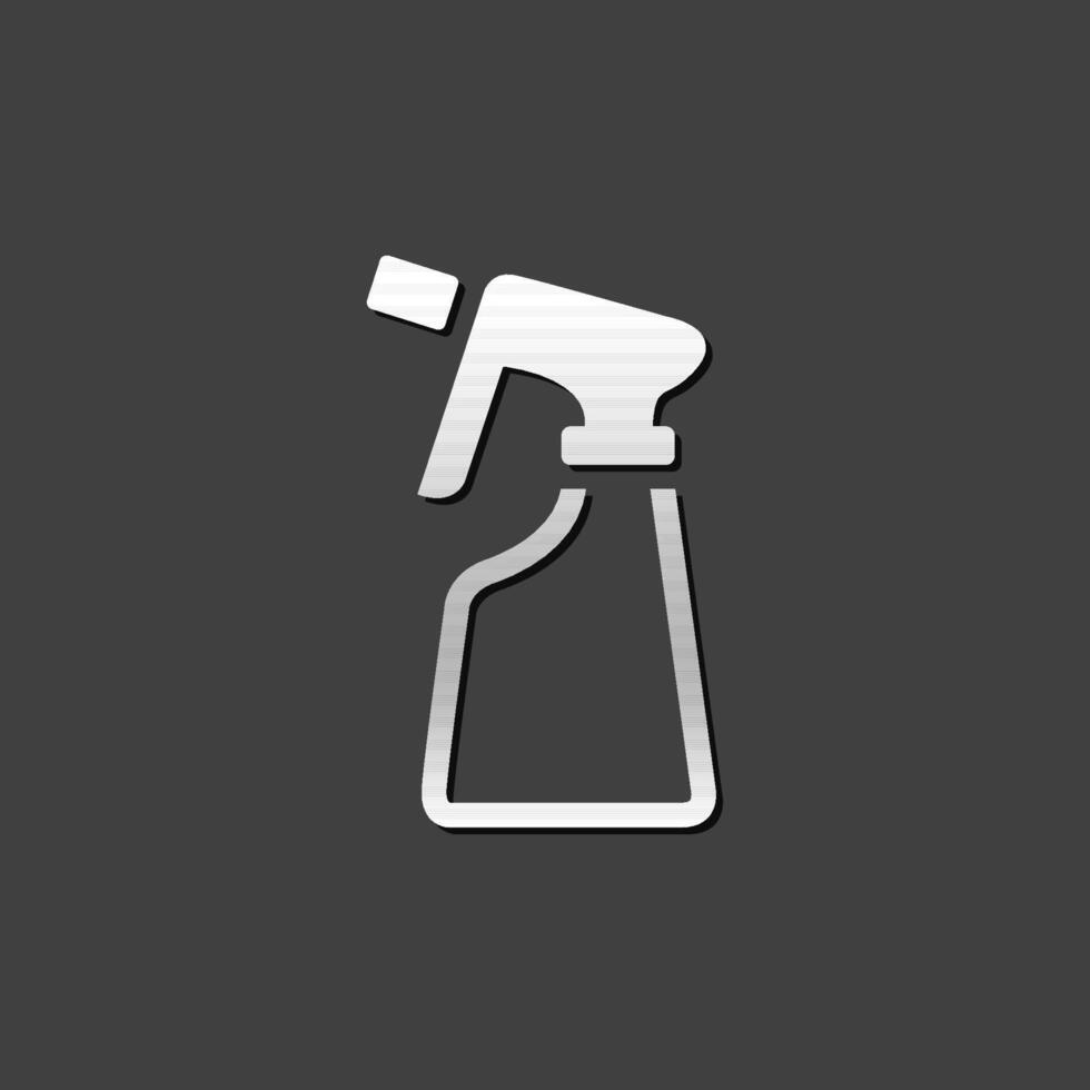 Sprayer bottle icon in metallic grey color style.Gardening laundry liquid vector