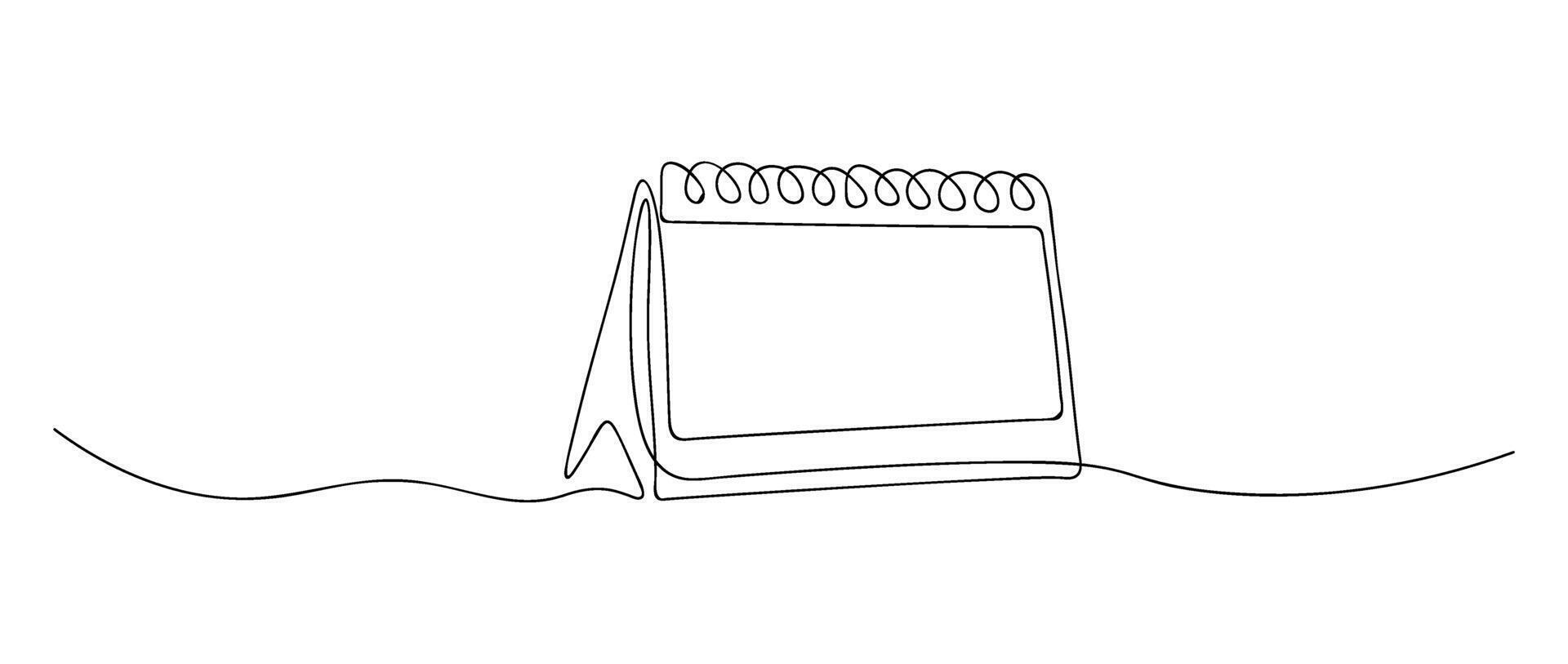 Loose-leaf calendar continuous line drawing. Organizer concept. Time planer concept vector