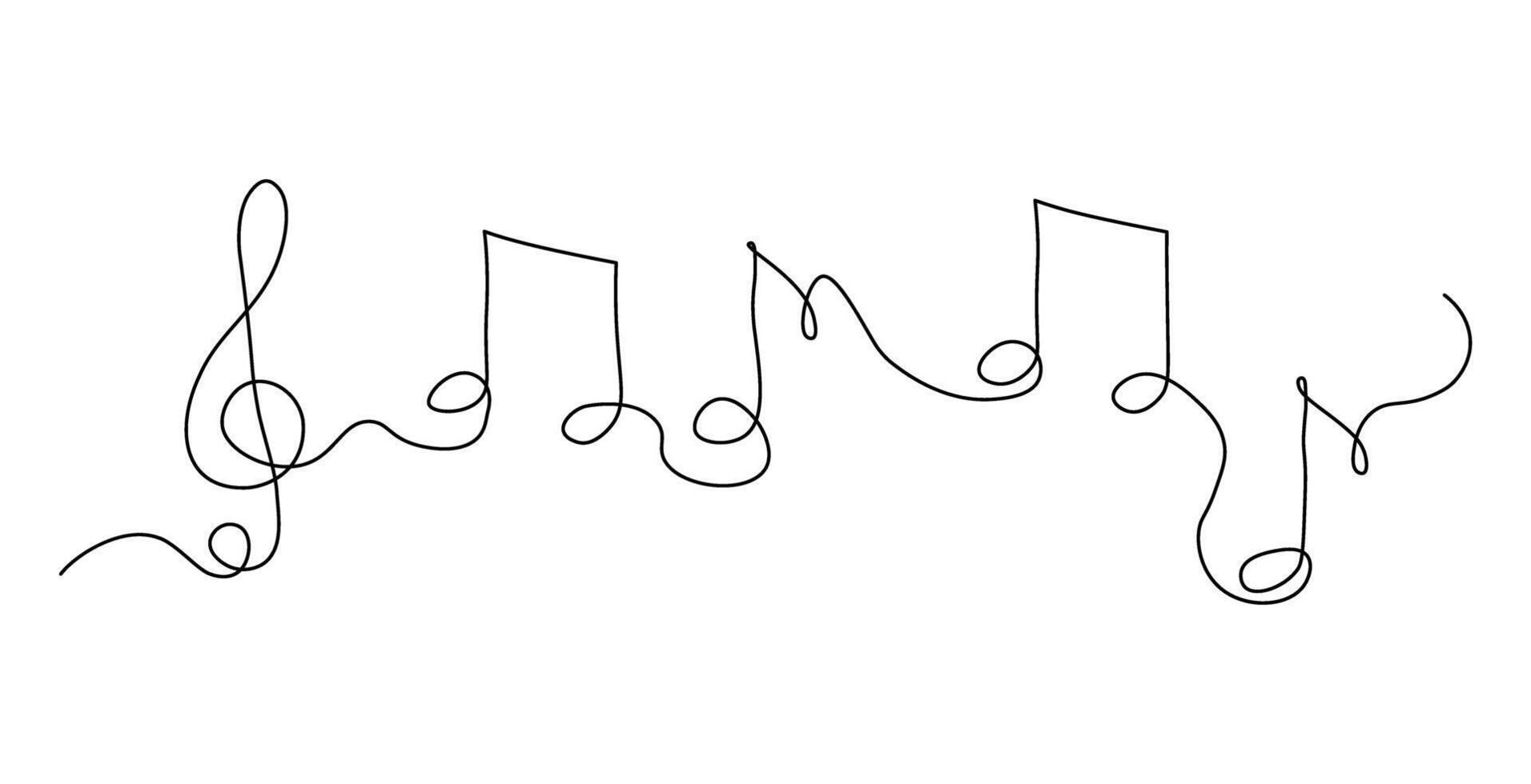 One continuous line drawing of musical notes. Minimalist music symbol or logo. Musical concept vector