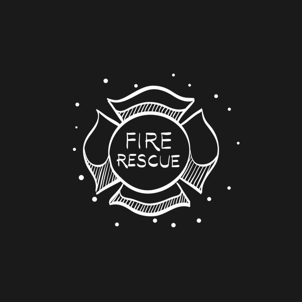 Firefighter emblem doodle sketch illustration vector