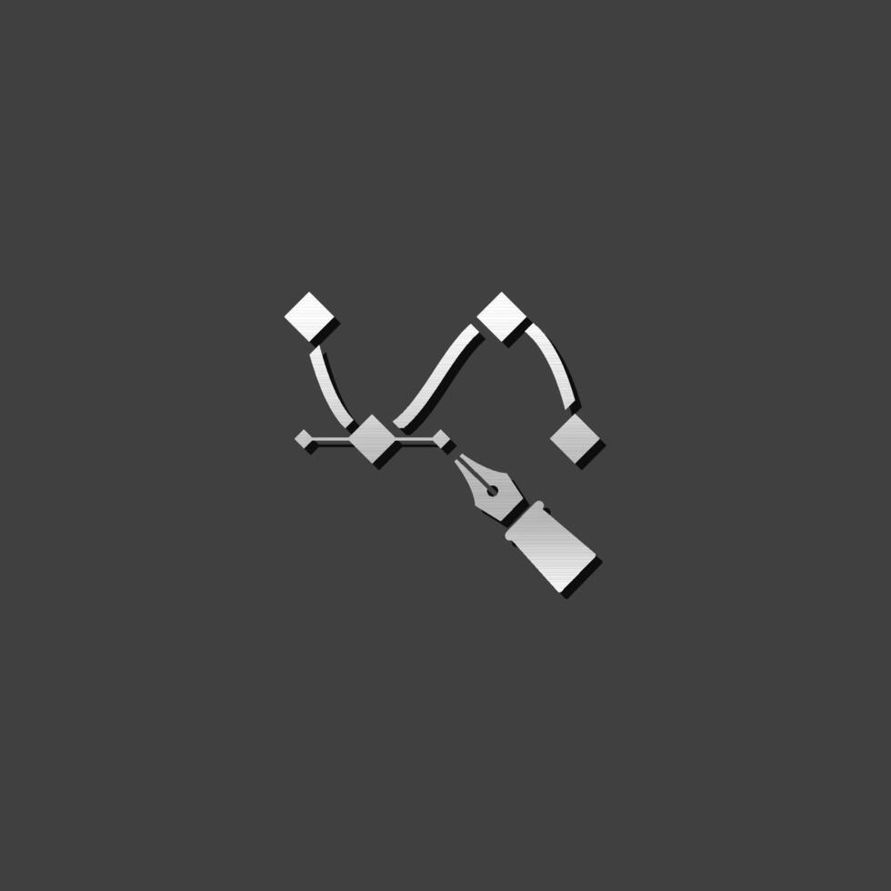 Bezier icon in metallic grey color style.Illustration software vector drawing