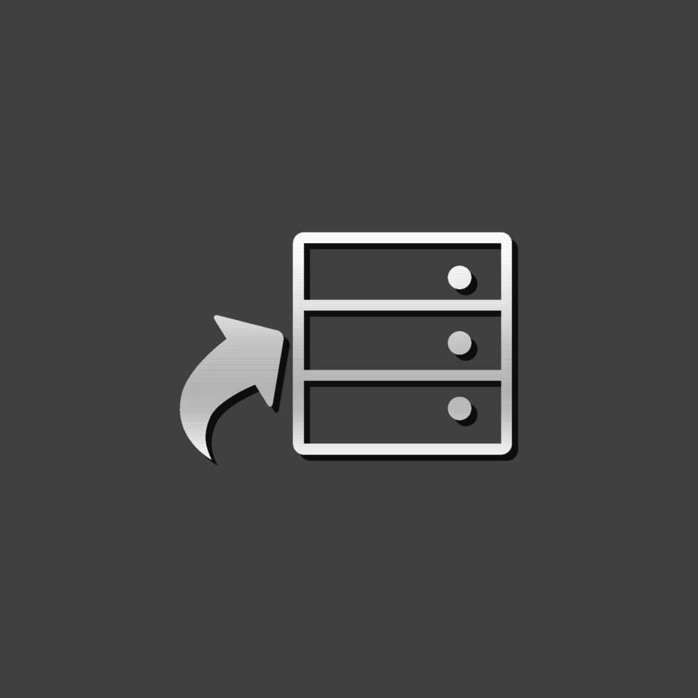 Database icon in metallic grey color style.hard disk server web hosting vector