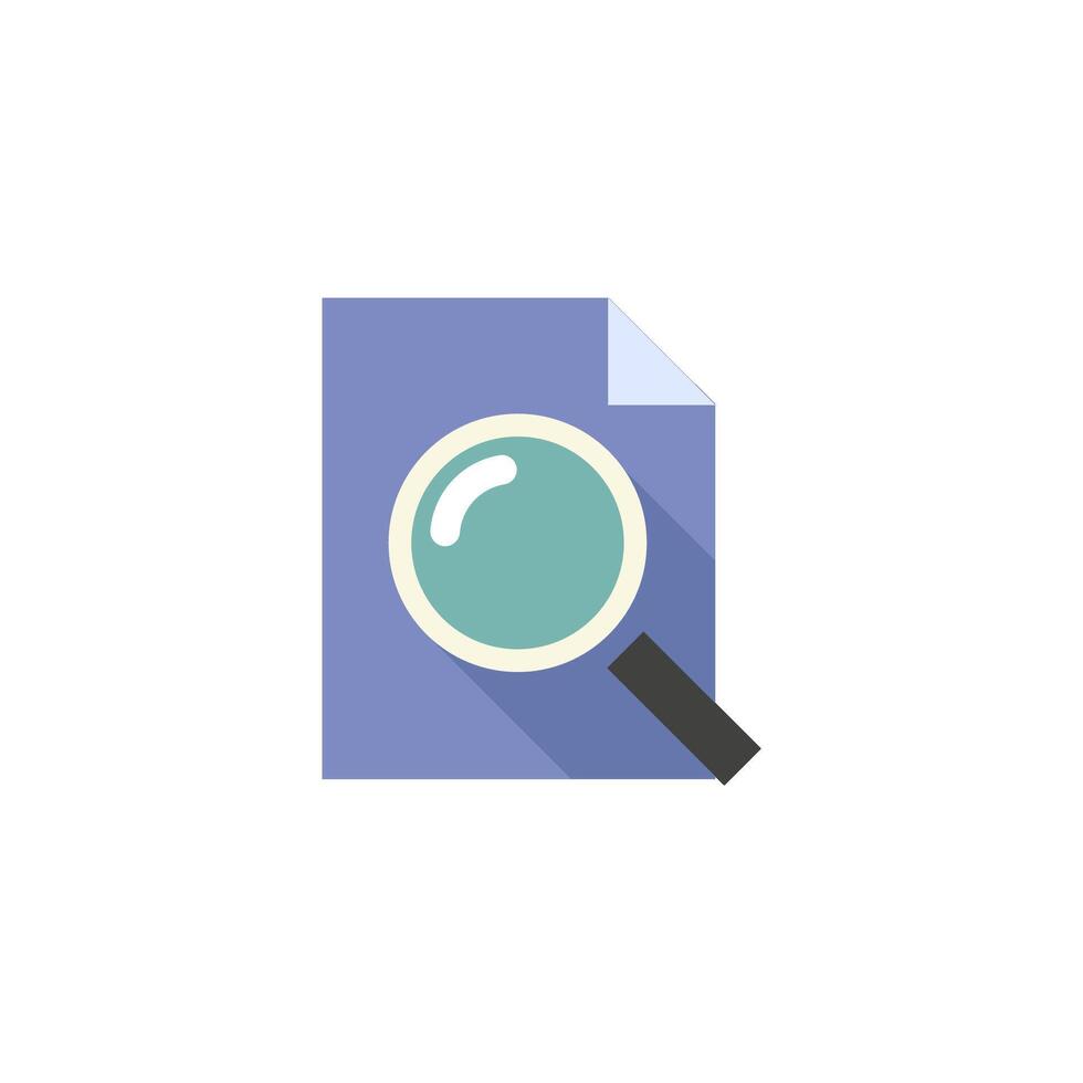 lupa icono en plano color estilo. enfocar explorar encontrar localizar papel documento archivos vector