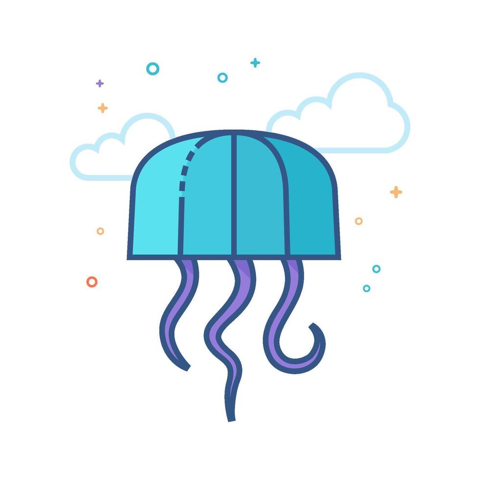 Jellyfish icon flat color style vector illustration