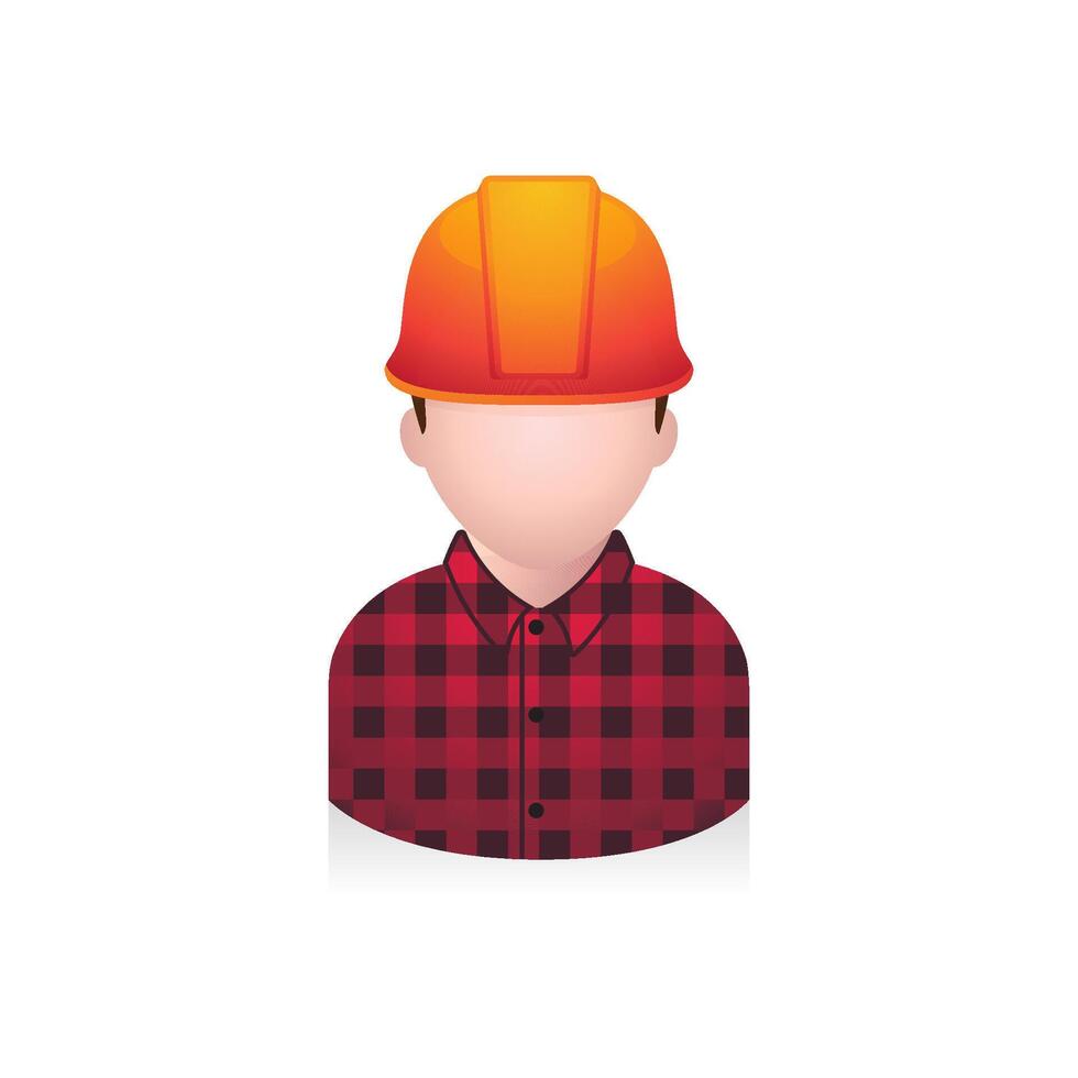 Construction worker avatar icon in colors. vector