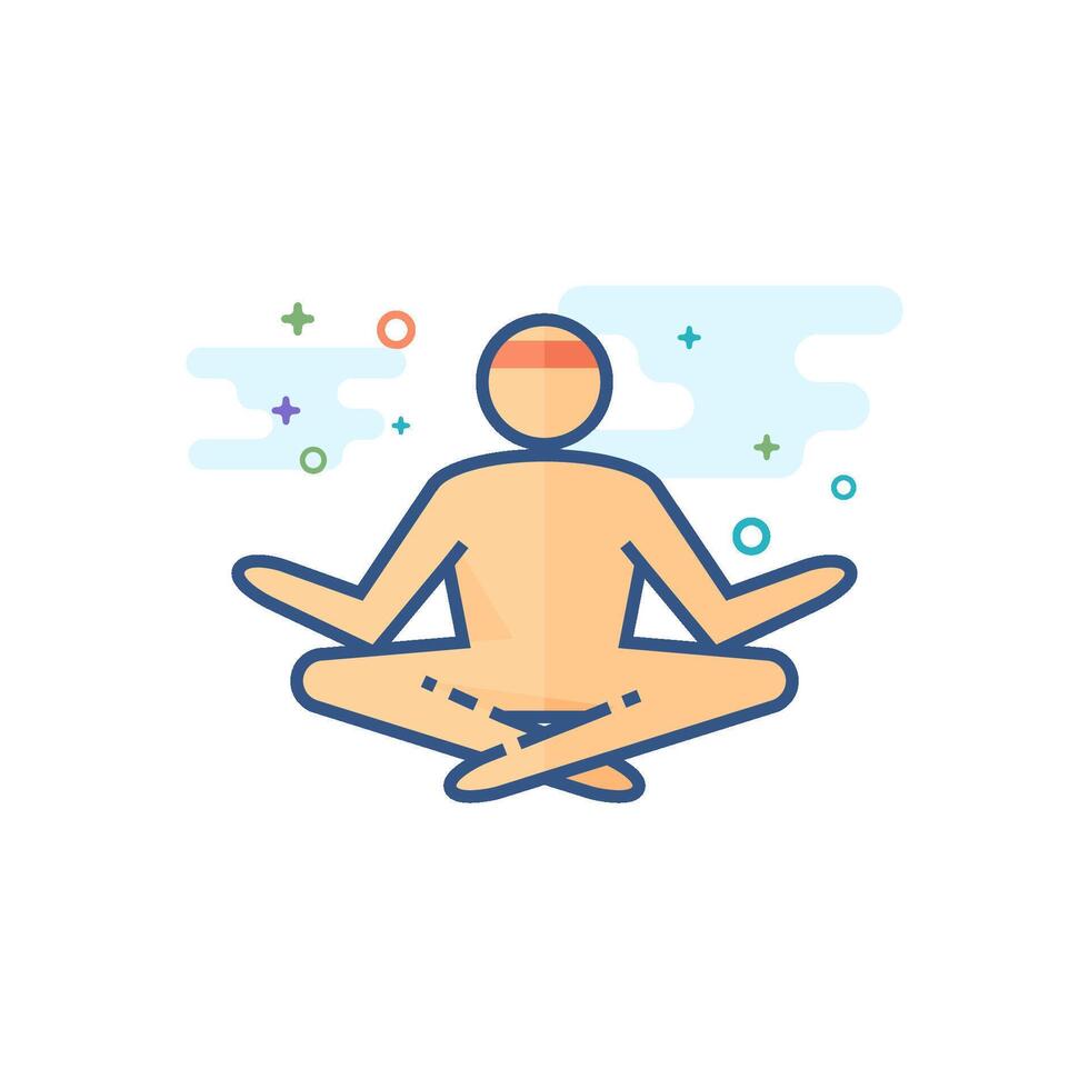 Meditation icon flat color style vector illustration