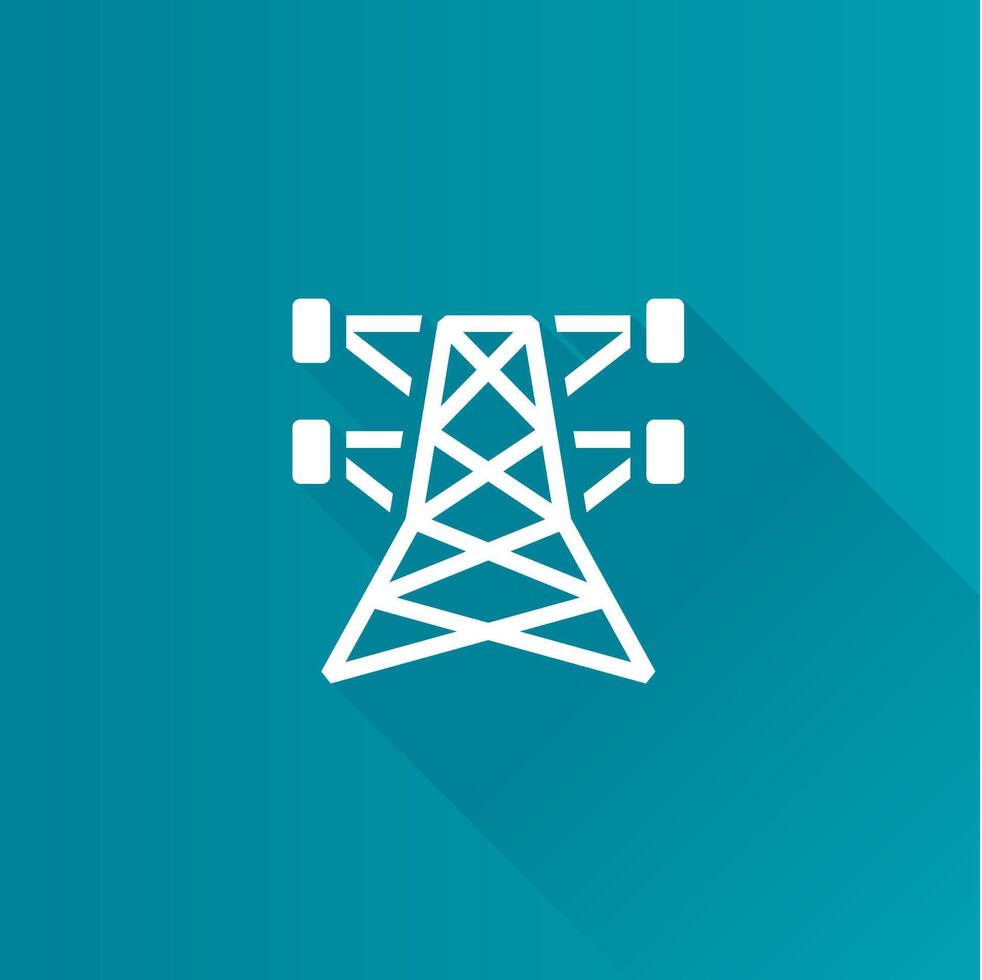 Pylon flat color icon long shadow vector illustration
