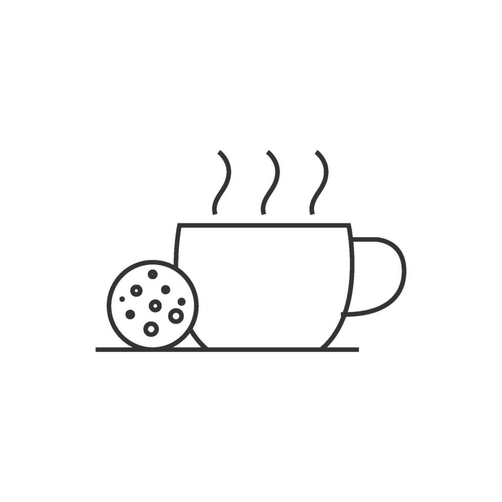 Coffee cup icon in thin outline style vector