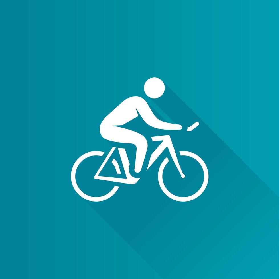 Cycling flat color icon long shadow vector illustration