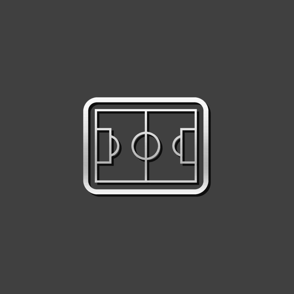 Soccer field icon in metallic grey color style. Sport competition team vector