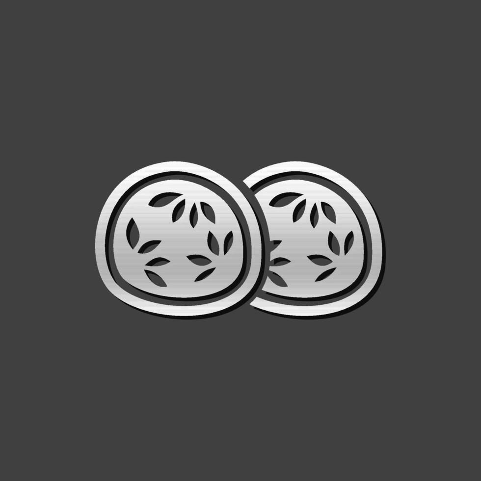 Cucumber icon in metallic grey color style. Food spa masking vector