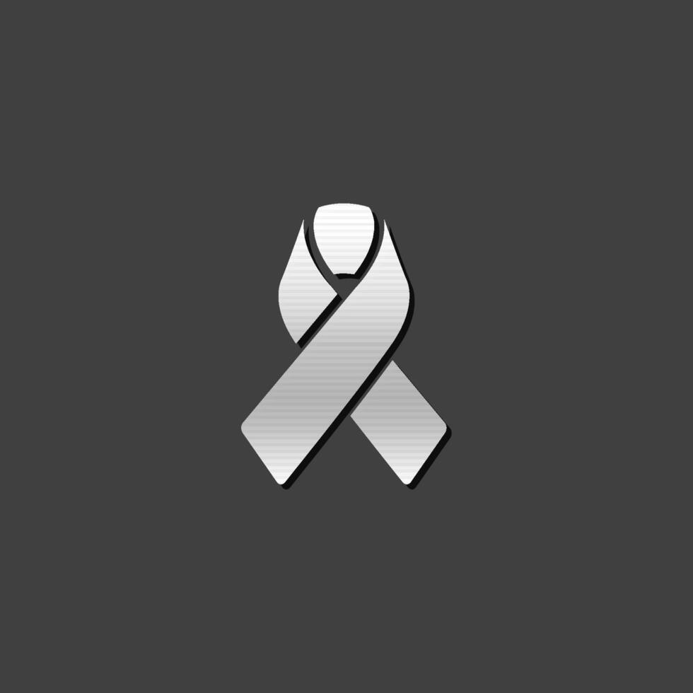 Awareness band icon in metallic grey color style. Aids HIV breast cancer vector